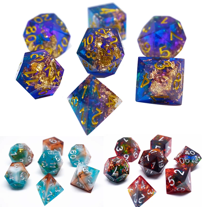 DND Würfel Set - 7 Stück Handgefertigt Mit Planeten-Design