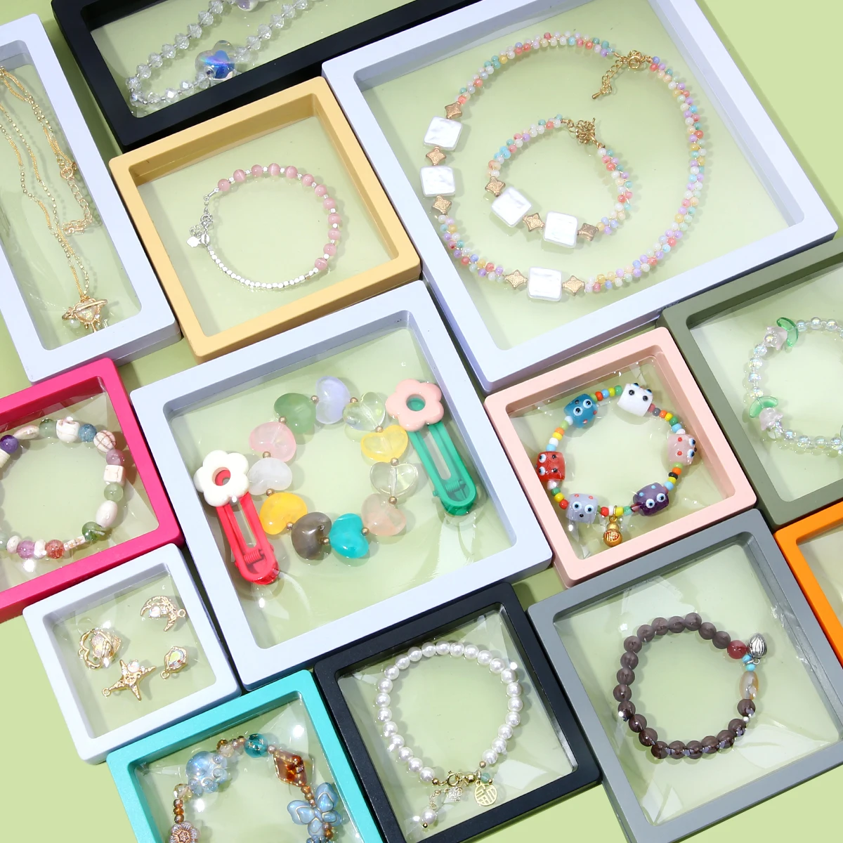 5Pcs 3D Schwimmenden Rahmen Schmuck Display-ständer Schatten Box Ring Anhänger Halter Stein Präsentation Fall Geschenk Box – Detail 4
