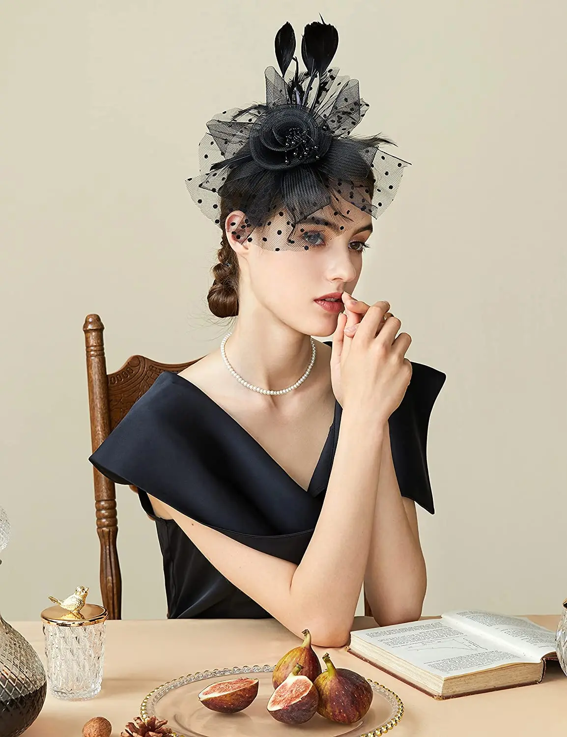 Serre-tête Fascinator Vintage Pour Femme - Accessoire élégant Mariage, Soirée, Cosplay, Noir, Léger