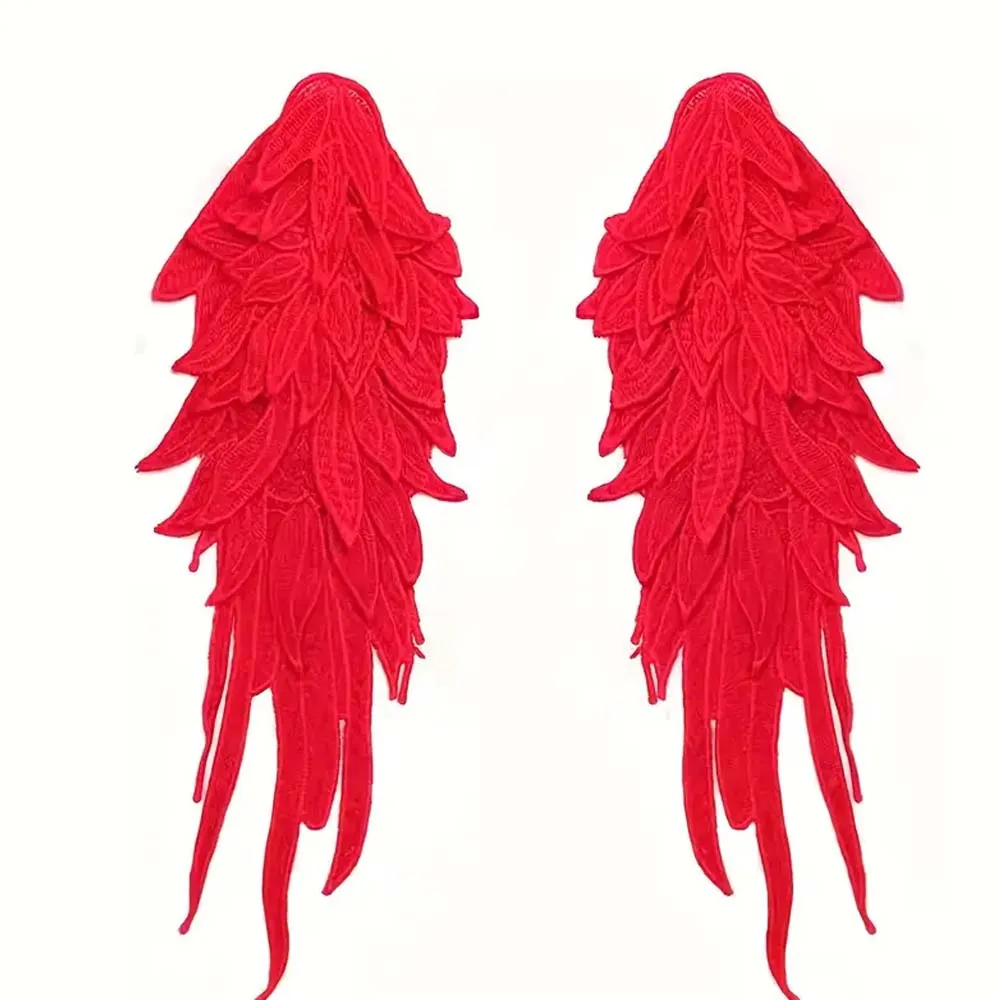 2Pcs 자 수 천사 날개 골드 브라운 Applique 바느질 꽃 칼라 패치 웨딩 파티 가운 신부 드레스 의류 DIY 공예