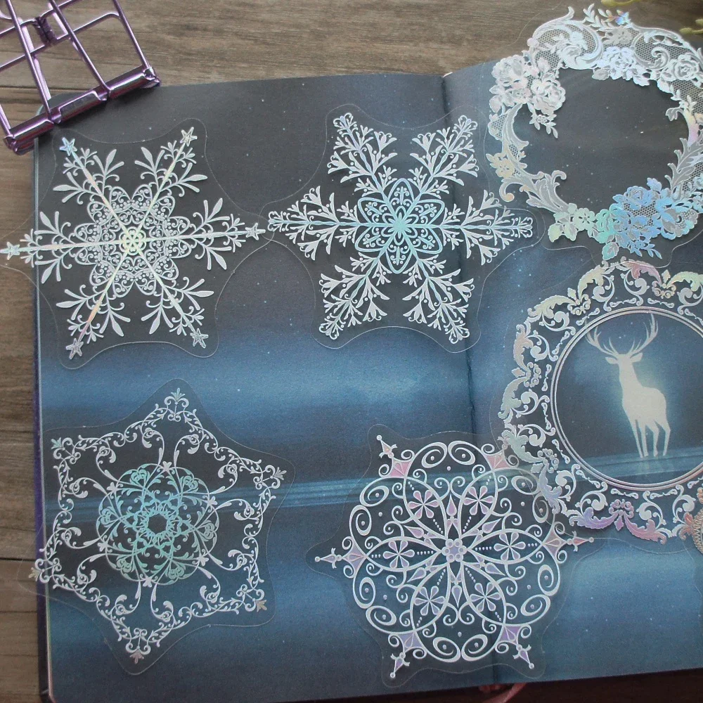 

12pcs White Lace Laser Color Snowflake Flower Design As Card Party Invitation Scrapbooking Decoration Use