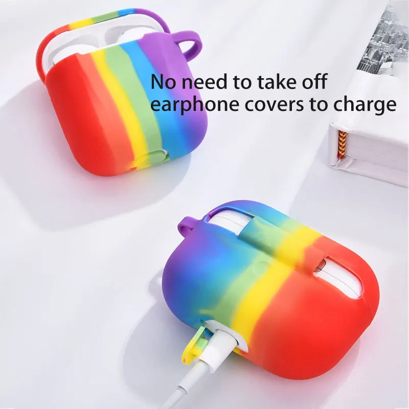 Rainbow Silicone Soft Covers For AirPods Pro Wireless Headphone Case For Apple AirPods 2 3 Bluetooth Headset Accessories