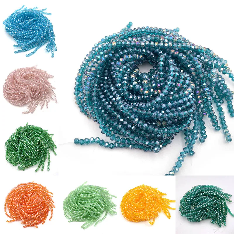 2 3 4 6 8mm Crystal Beads for Jewelry Making Loose Spacer Flat Faceted Rondelle Glass Beads for Bracelets Necklace #7181