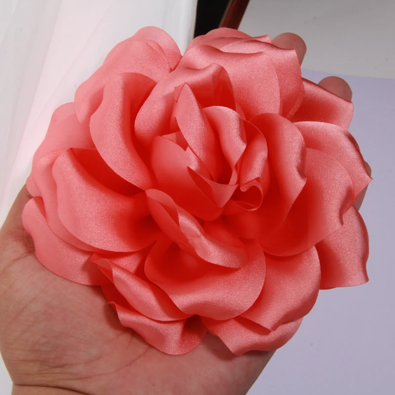 10 Stück 14cm Vintage Künstliche Blumen Accessoires für Kleidung DIY Rosetten Stoff Seide Organza Spitze Satin Blumen Mädchen Kind – Detail 2