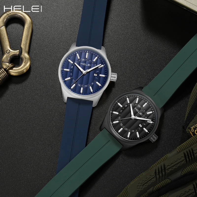 HELEI new trend casual helmsman series multi-function quartz movement 2024 men's quartz watches men's waterproof watches