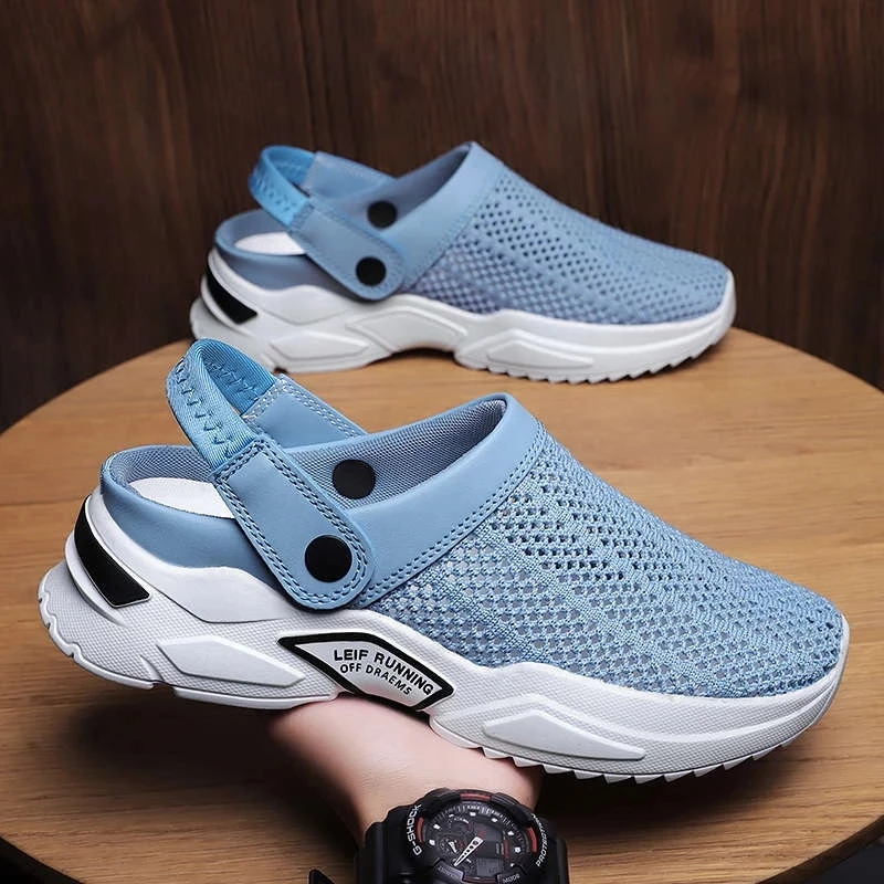 2022 Men Women Summer Sandal Mesh Mules Breathable Padded Beach Flip Flops Shoes Solid Flat Bath Slippers Outside Mens Slippers|Slippers| - AliExpress