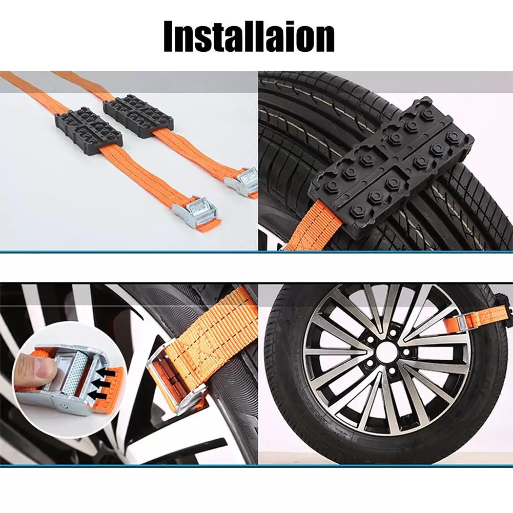 1pc Universal Car Motor Tire Anti-Skid Chain For Snow Mud Ice Tire Chain Straps Traction Blocks Emergency Snow Mud Sand Durable
