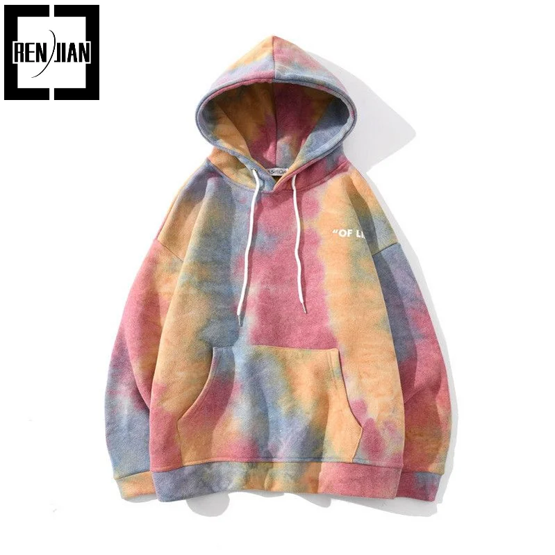 

Fashion Oversized Hip Hop Hoodies Tie Dye Hooded Sweatshirt Hi Street Loose Fit Pullover Tops For Couples