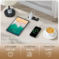 Nightstand Set of 2 W/Charging Station, 30.7" W King Size Bedside Table with 3 Drawers, Accent End Table W/Large Storage 4