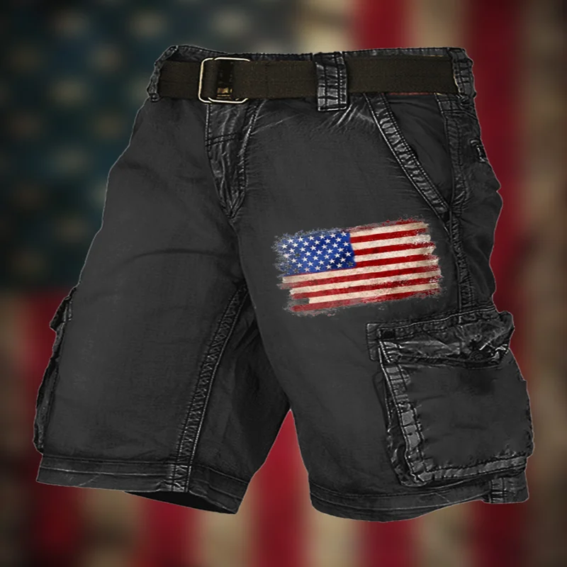 Summer Lndependence Day Flag 3D Printed Cargo Shorts Stylish Men's Sports Shorts Men's Comfortable Casual Shorts