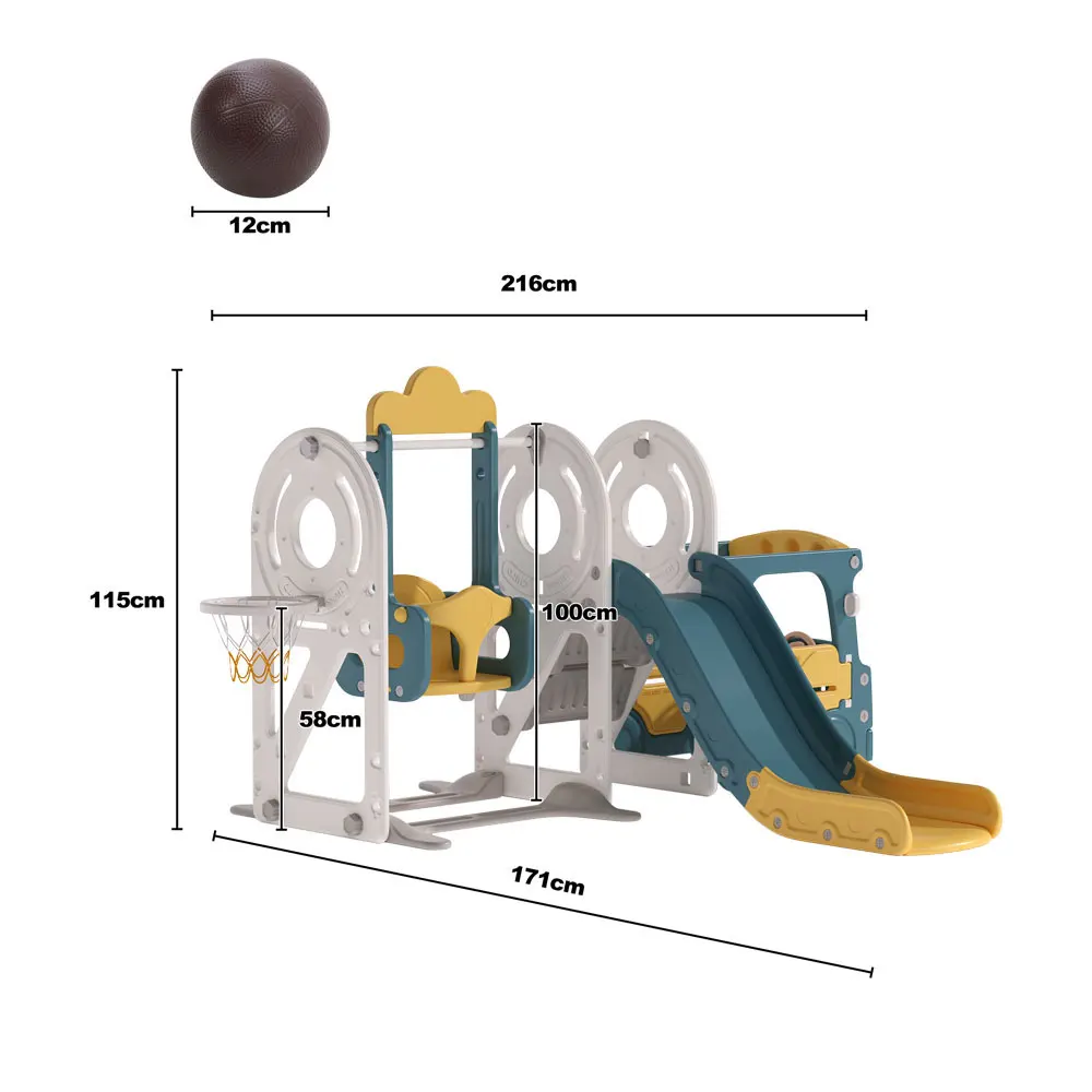 Voltsify Blue Yellow 3 in 1 Kids Toddler Swing and Slide Playset