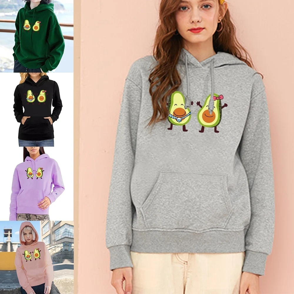 Avocado Couple Painted Printing Women Clothing Sweater Harajuku Sweatshirts Hoodie Thin Fabric Long Sleeve Casual Hoody Pullover