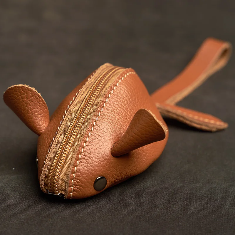 ZRCX Genuine Leather Small Coin Purse Creative Lovely Rat Zipper