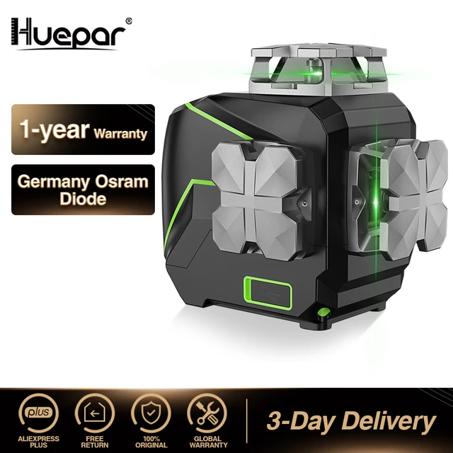 Huepar-Nivel láser verde de 8 líneas, medición de línea cruzada,  autonivelante, modo Manual Horizontal y Vertical con cargador USB 602CG -  AliExpress