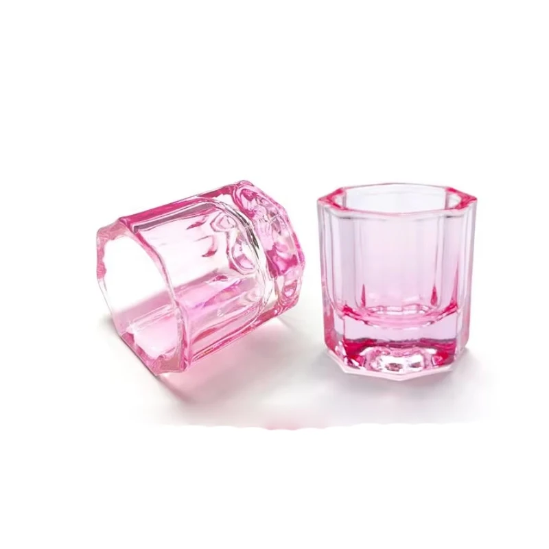 2件 nail acrylic liquid Dappen Dish Cups for Nail Art Pinkish/Blue Glass Monomer Liquid Bowl