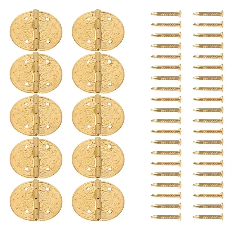 1 Set Vintage Jewelry Box Hinges Copper Furniture Case Connection Chest (10 X 40 Screws ) |