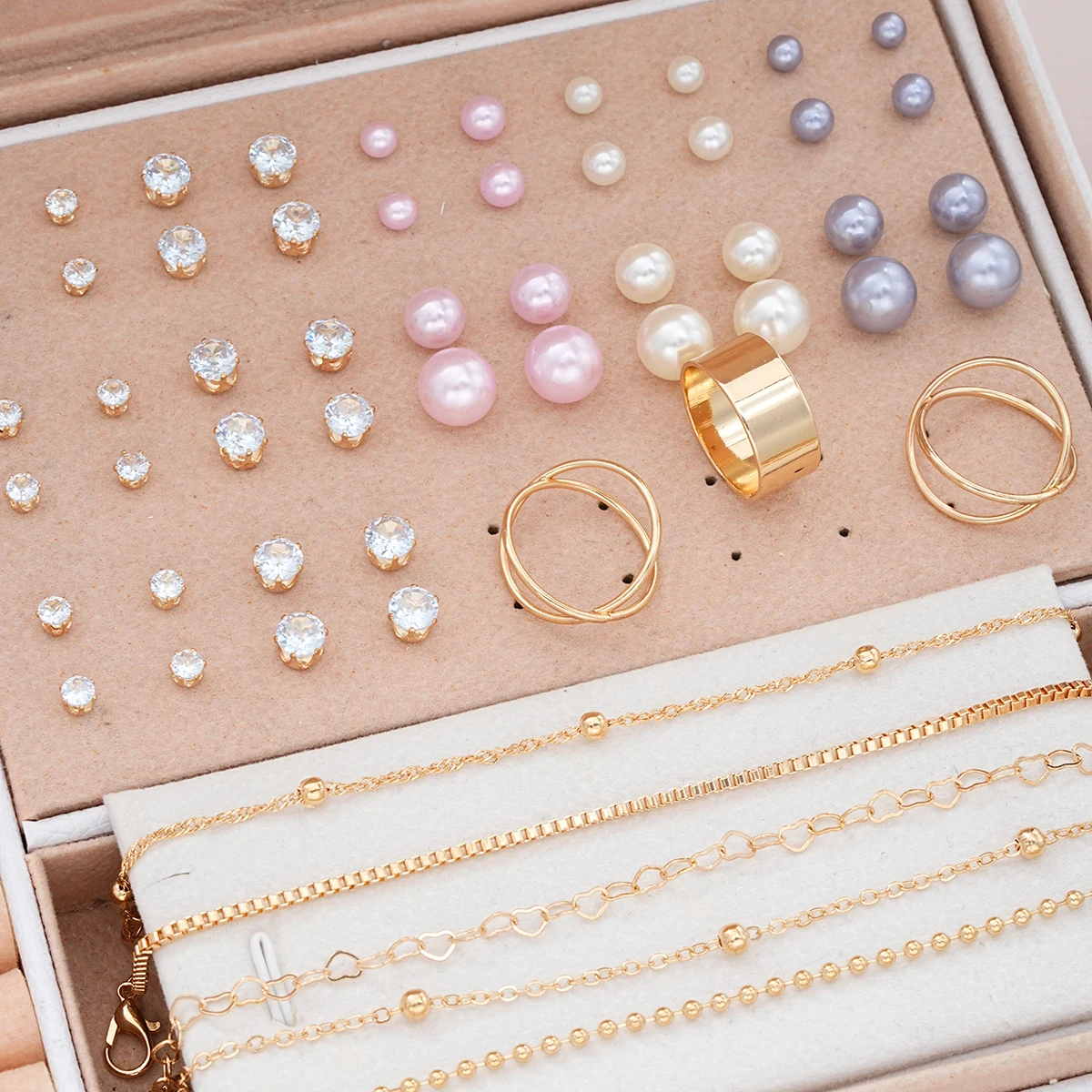 81 Pcs/Set Fashion Metal Wide Face Earrings Necklace Ring Bracelet Jewelry Set For Women Daily Wear New 2024 Festival Gifts