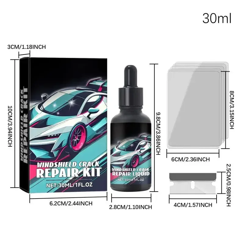 Cracked Glass Scratch Repair Kit 30ml Vehicle Windscreen Nano Fluid Filler Quick Fix Windscreen Scratch Restore Fluid For Glass 6