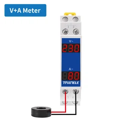 Compact Din Rail Voltage and Current Meter with LED Display (VA)