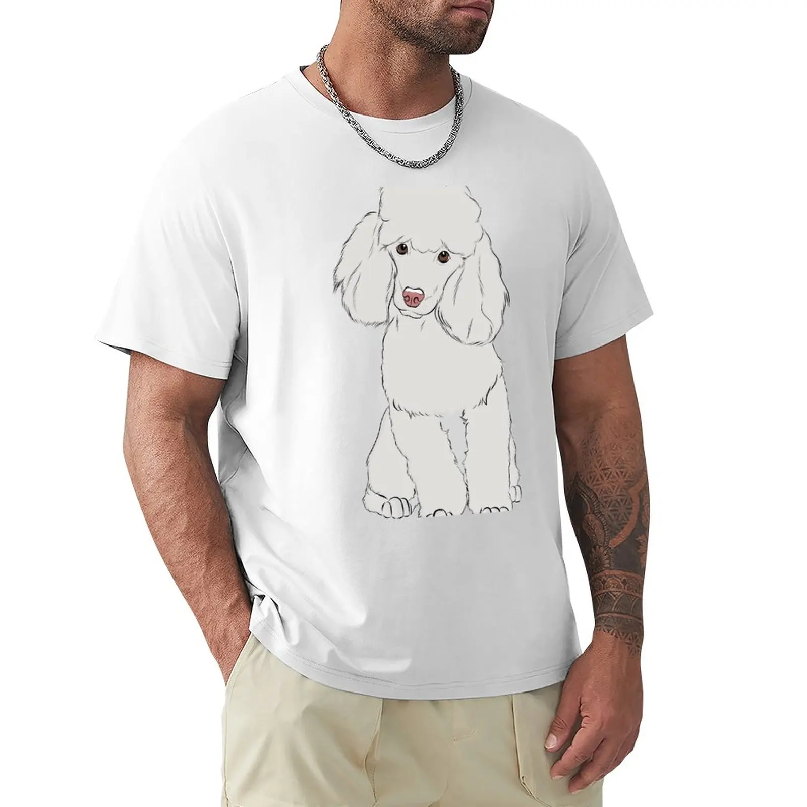 

White Poodle T-Shirt heavyweights sweat tops men clothes