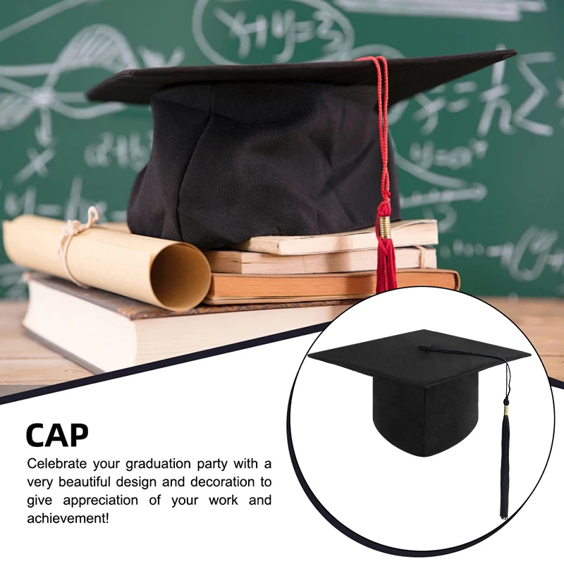 Cappello Di Laurea Unisex Regolabile - Tocco Nero Per Cerimonie E Diploma - Foto 10