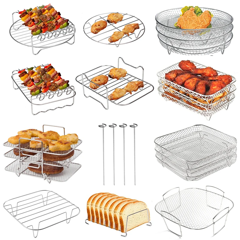 

8 inch Air Fryer Racks, Air Fryer Universal Accessories, Baking Rack,Round Stackable Grill, Fit All Airfryer 4.2Qt - 5.8Qt