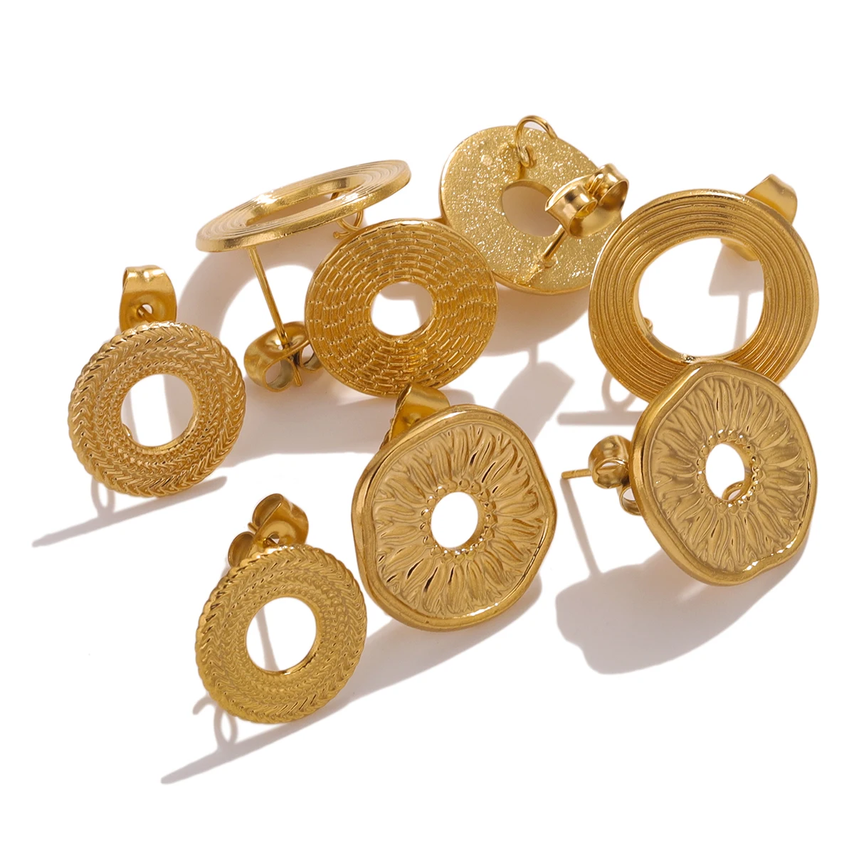 

Серьги-гвоздики из нержавеющей стали с покрытием PVD 18k, 6 шт.