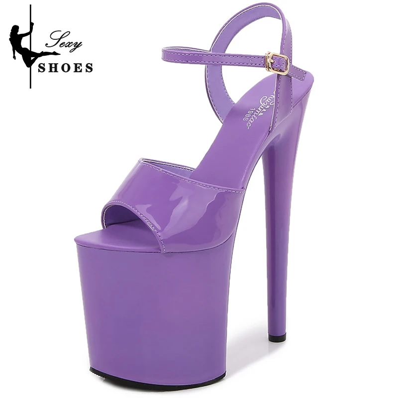 2023 New Patent Leather Women Sexy Show Shoes Pole Dance Stripper High Heels Sandals Party Club 20CM Platform High-heeled Shoes