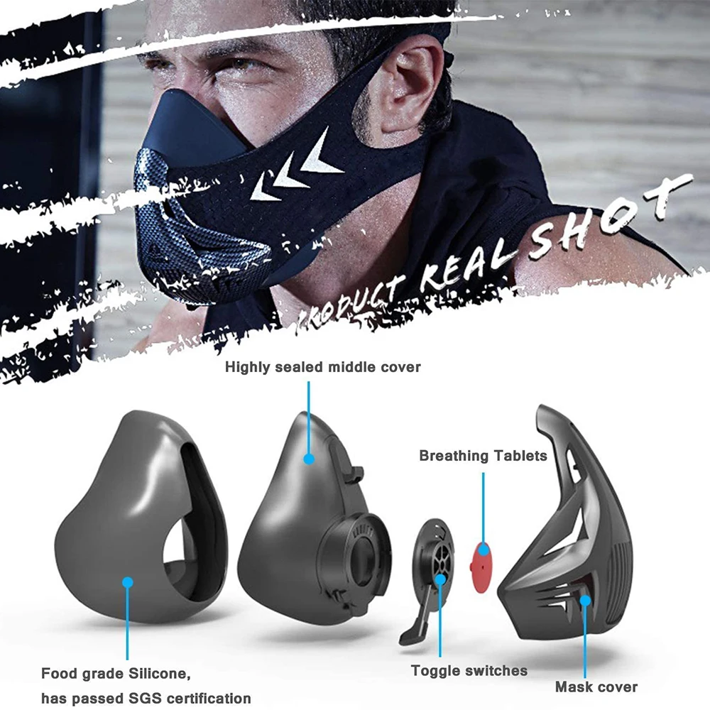 FDBRO High Altitude Training Sports Mask Elevation Running Fitness Cycling Elevation Fit Sports Masks Gym Workout Cardio Mask