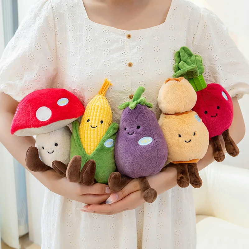 New 20cm Cartoon Vegetable Plush Doll Carrot Broccoli Pumpkin Eggplant Corn Mushroom Plush Toy Home Decoration Gift For Children