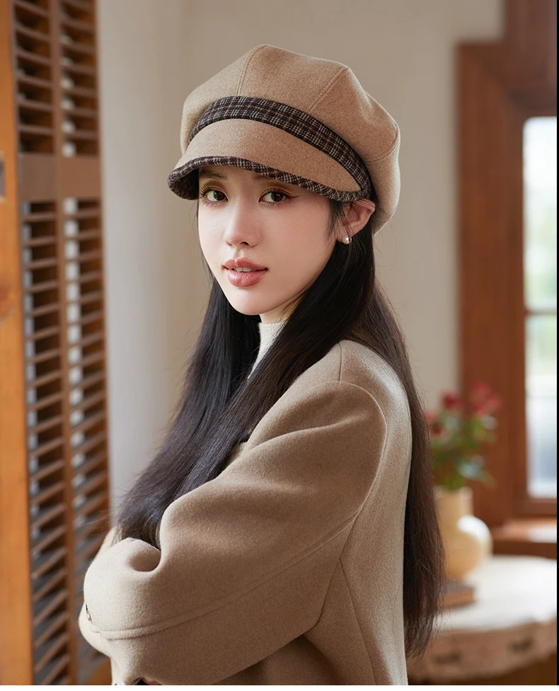 Cappello ottagonale in tweed caldo per uomini e donne da strillone invernale unisex per cappelli da detective maschili berretti piatti retrò chapeau_voghion.com