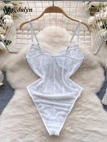 Magdalyn Transparent Floral Lace Women Bodysuits Sexy Fashion Elastic Sheer Onesie Slim Ins Bodycon One Piece Combination Tights - Image 2