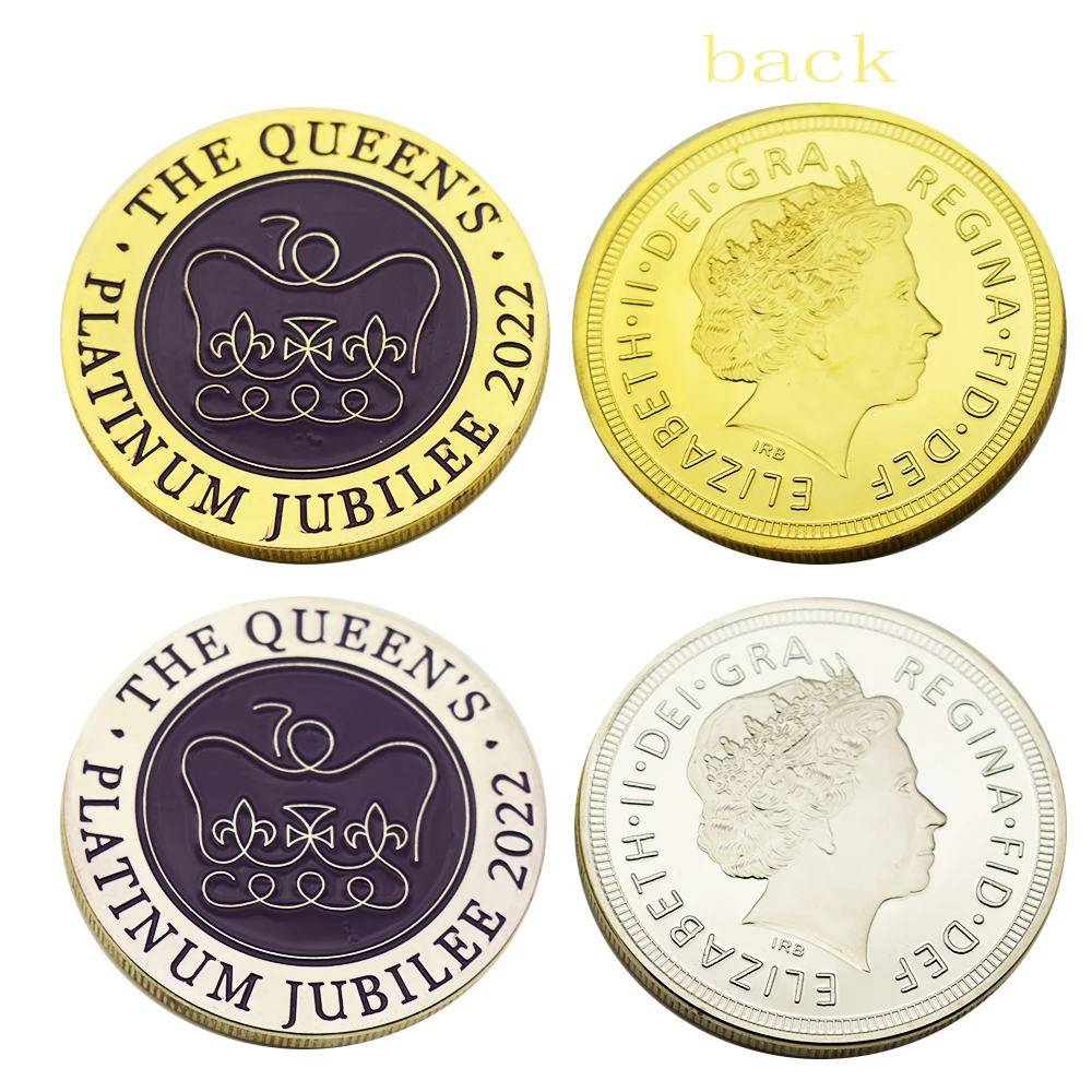 

Platinum Jubilee Gold/silver Commemorative Coins with Plastic Case Delicate Queen of England Coin Fans Collection Holiday Gift