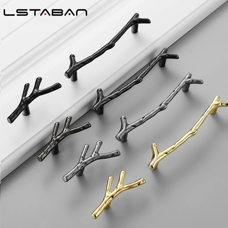 Vintage Tree Branch Furniture Handle Zinc Alloy Kitchen Cabinet Drawer Knob Wardrobe Cupboard Closet Door Pull Hardware Gold door handles cabinet handles