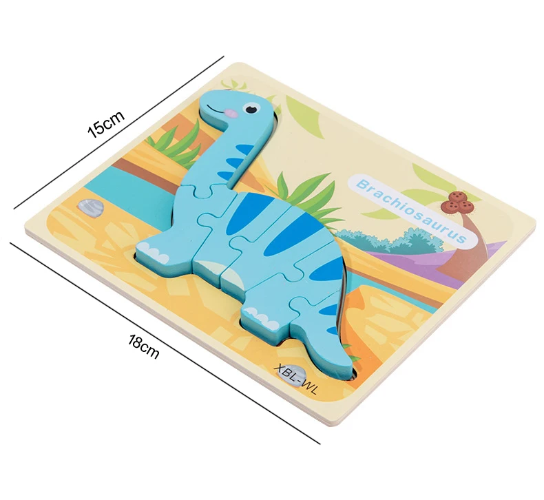 Baby Wooden Cartoon Dinosaur 3D Puzzle Jigsaw for Kids Boy Girl Montessori Early Learning Educational Puzzle Toys jigsaw puzzles wooden jigsaw puzzles wooden puzzle toys educational puzzles mini jigsaw puzzle