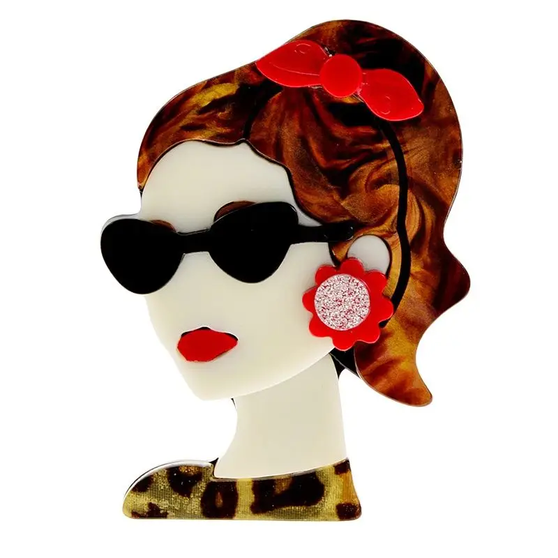 

Cartoon Cute Girls Brooches Acrylic Brooch Fashion Lapel Pins Design Unique Costume Bag Decoration Jewelry Accessories Gifts