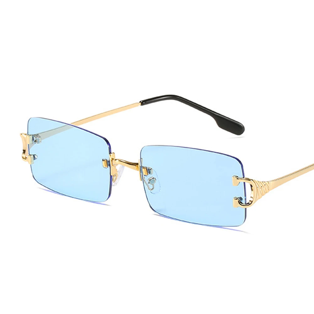  - MUSELIFE Narrow Sunglasses Men Rimless Summer 2023 Red Blue Black Rectangular Sun Glasses For Women Small Face Hot Selling