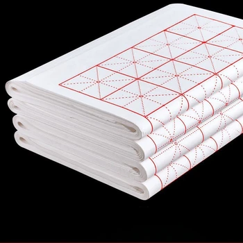 Carta per Pittura e Calligrafia, Carta di Riso a Griglia Semi-Cucita per Pratica di Calligrafia con Pennello, Carta per Principianti