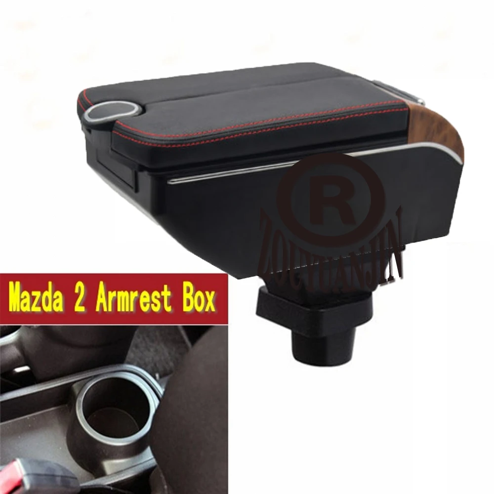 For Mazda 2 Demio Tribute Center Console Armrest Box Storage Elbow Rest Arm with Phone Charging USB Interface Cup Holder