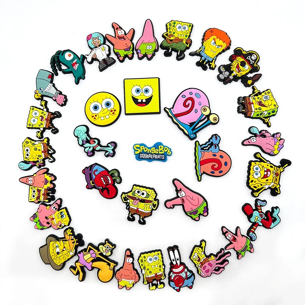 Shoe Charms Cute SpongeBob Shoes Charms for Clogs Sandals Decorations Shoes DIY Designs Accessories Decoration Kids Gifts