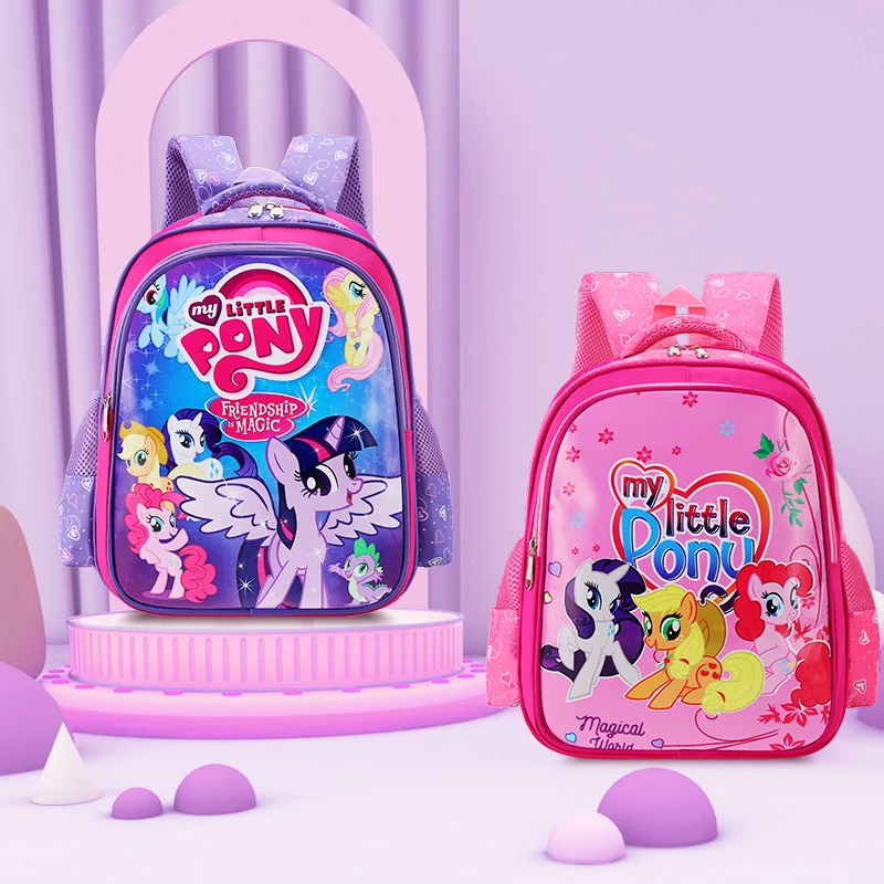 Primary School Students' Schoolbag Children's 1-3 Grade Cartoon Bag Pony Cute Girl  Shoulder Load-reducing Backpack