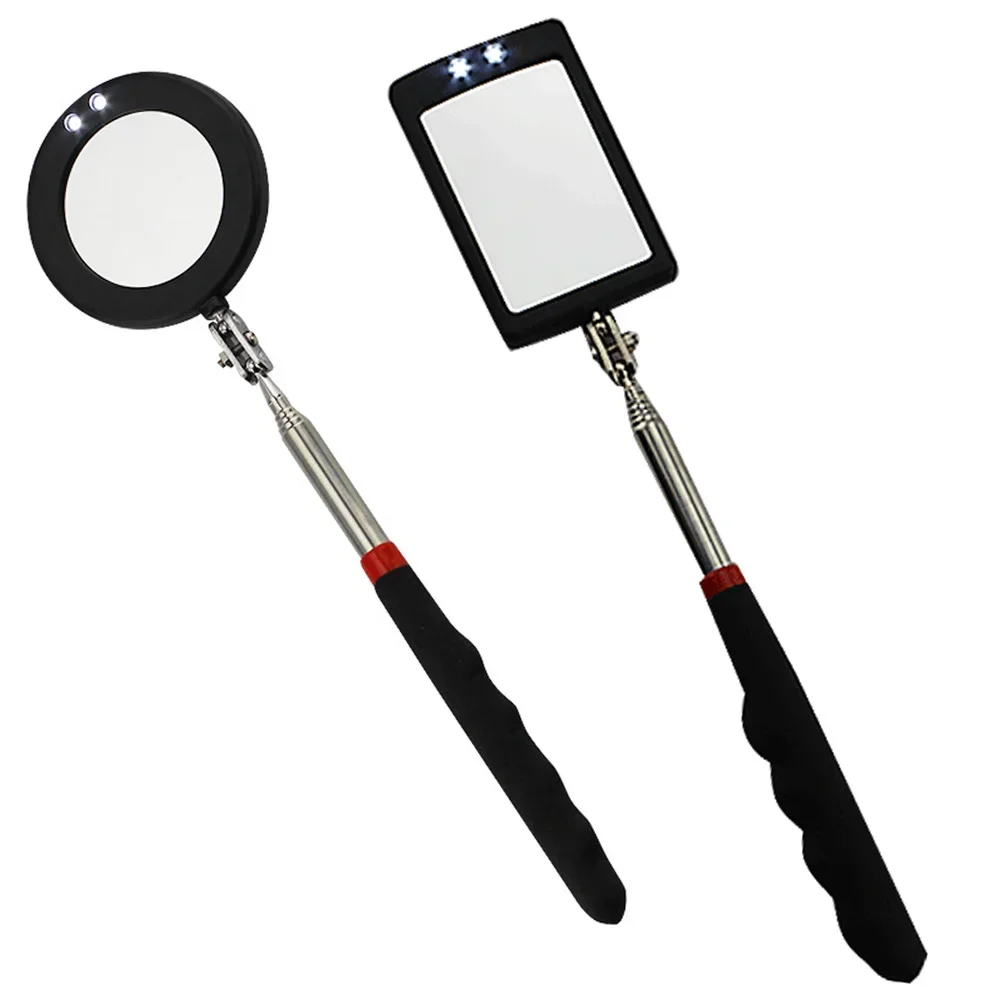 360° Inspection Mirror LED Light Telescoping Mirrors Extend Mechanic Tools Inspection Mirror Telescopic Handle Repairing Tools 2