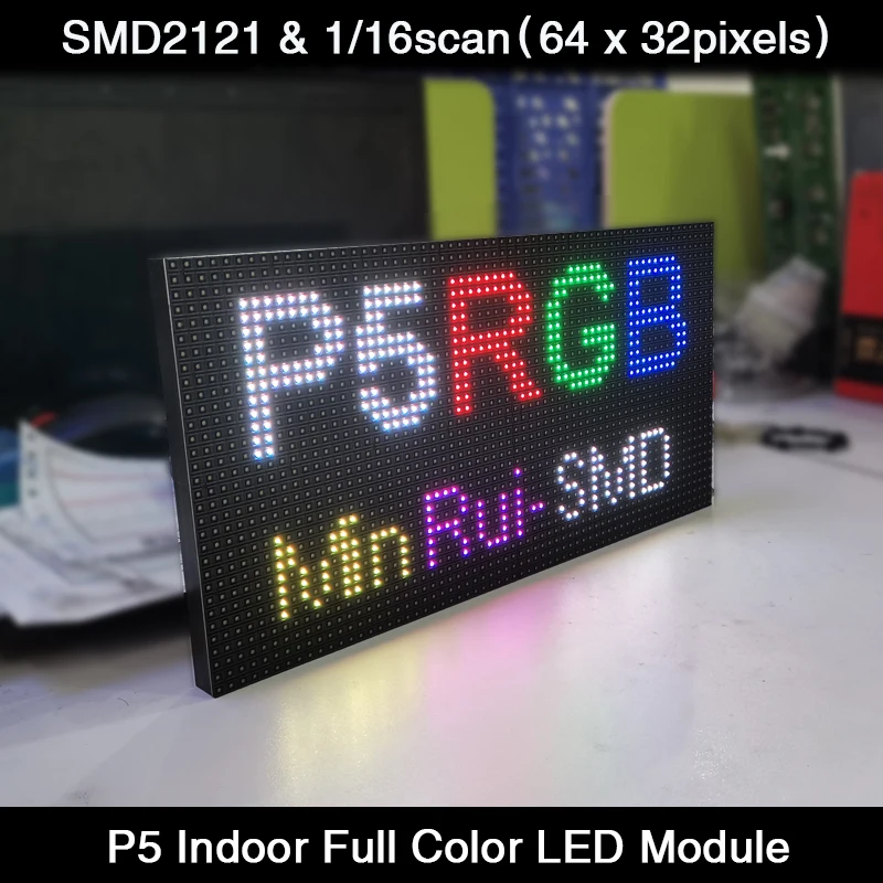 

MinRui P5 Indoor SMD2121 RGB / Full Color LED Module / Panne 320x160mm 1/16scan 64x32 Pixels Video Wall Display Panel