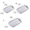 Nordic Stainless Steel Serving Tray with Handles Elegant Rectangular Coffee Bar Holder Dessert Display Plate Decor 6
