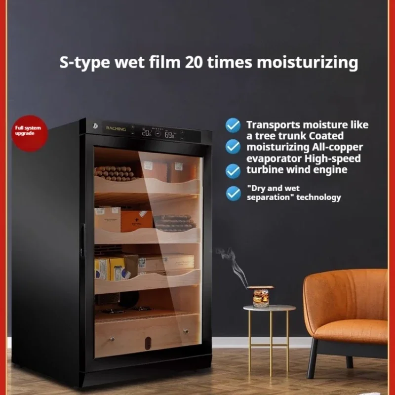 Cigar Cabinet Freezer Constant Temperature Wine Tea Humidor Three-Layer Parquet Luxury Cigar Storage Cabinet Fridge