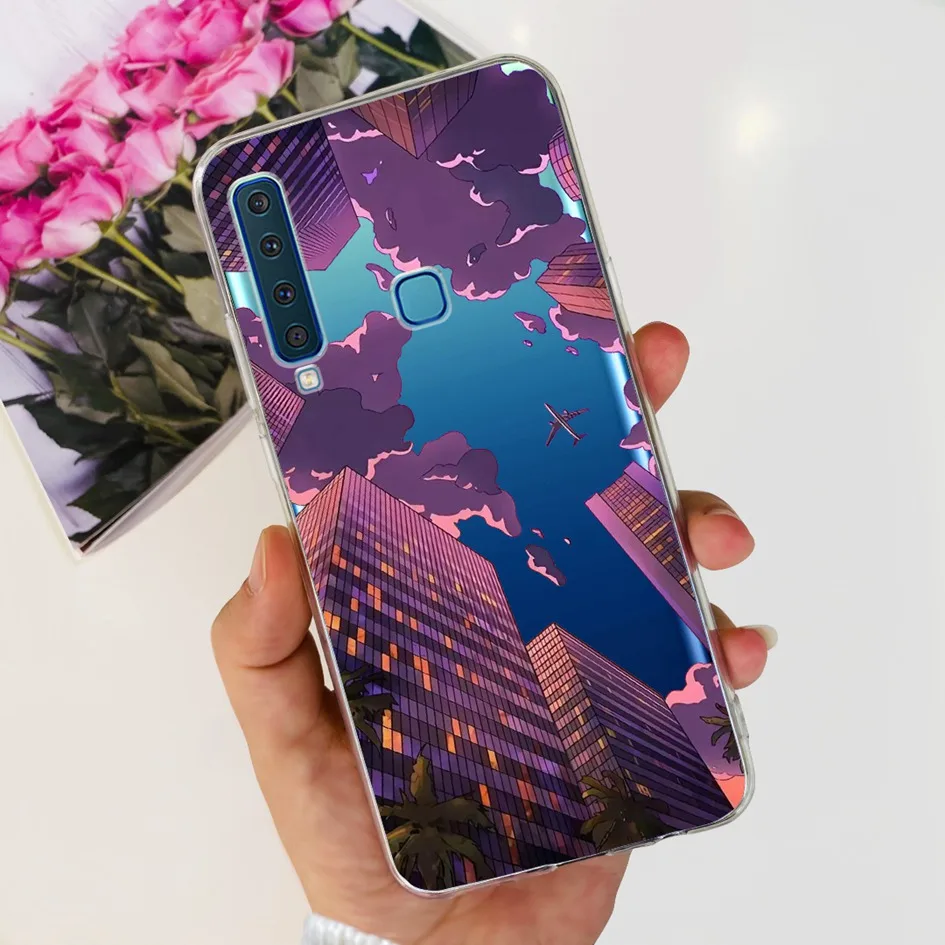 Floral Clear Soft TPU Silicone Phone Case - Elegant Protective Cover for Samsung Galaxy A9 2018