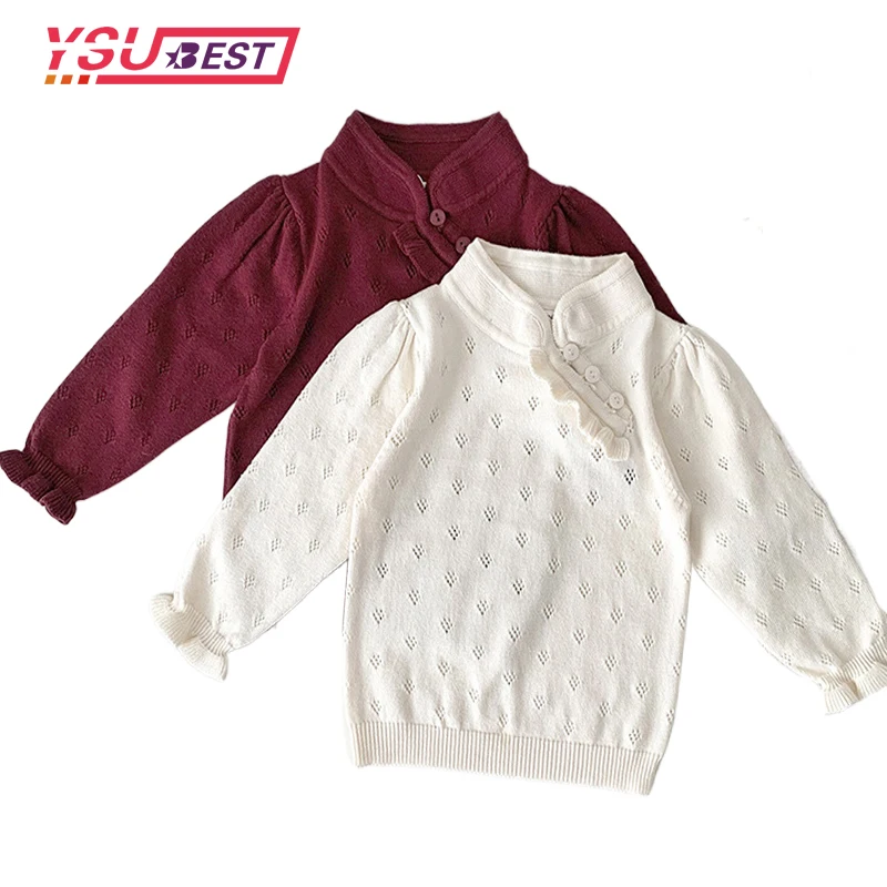 

2023 Autumn Girl Sweaters Winter Baby Kids Girls Chinese Style Hollow out sweater Baby Kids Girls Pullover Sweaters Clothes