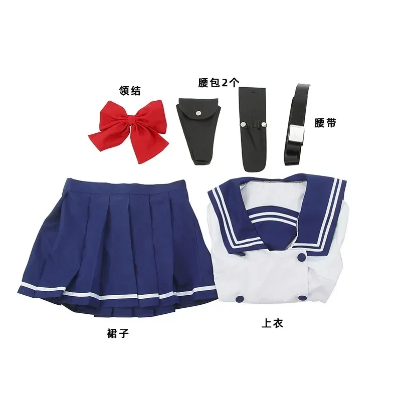 High-Rise Invasion: Yuri Honjo | Blue Uniform Cosplay Costume 21 High-Rise Invasion Yuri Honjo Sailor Uniform Cosplay Costume