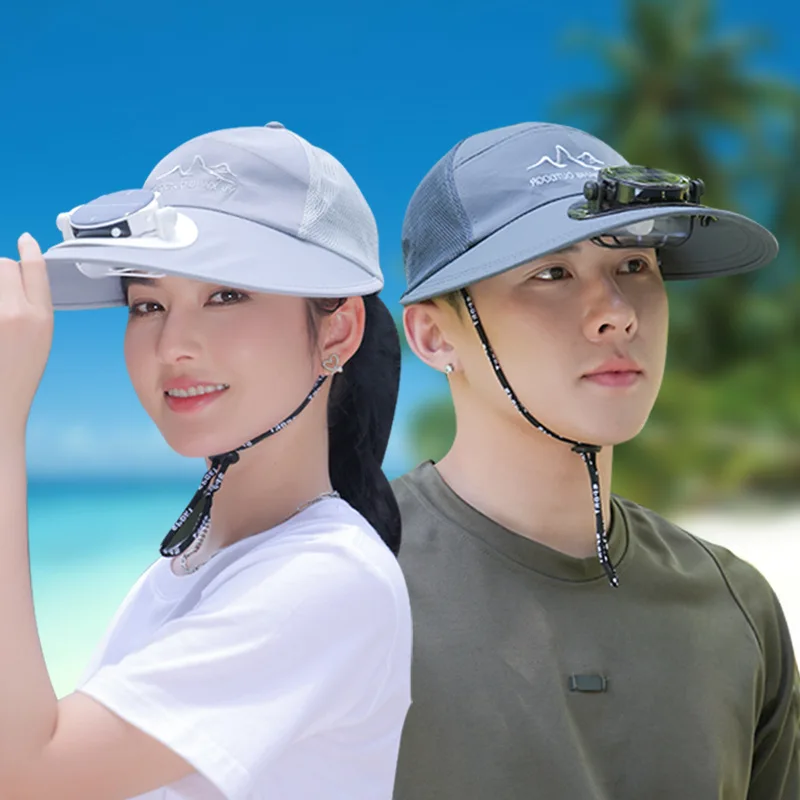 Fishing Fan Hat Solar Charging Hat with Fan Summer Outdoor Sun Shading Hat for Work Men Women