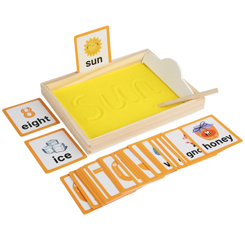 Wooden Montessori Sand Tray With Wooden Pen For Writing Letters And Numbers